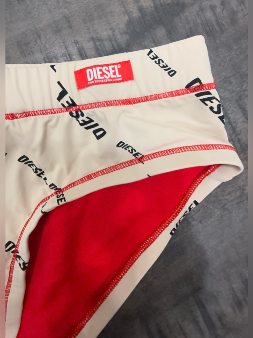 SAMPLE/Diesel Cream Swim Briefs with Red Interior